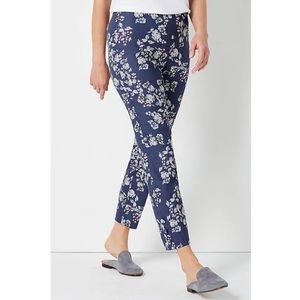 J. Jill Linen Stretch Button Hem Floral Ankle Pant